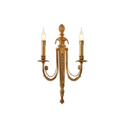 Front view of the Fabienne Wall Lamp showcasing its brass finish and two-arm design.