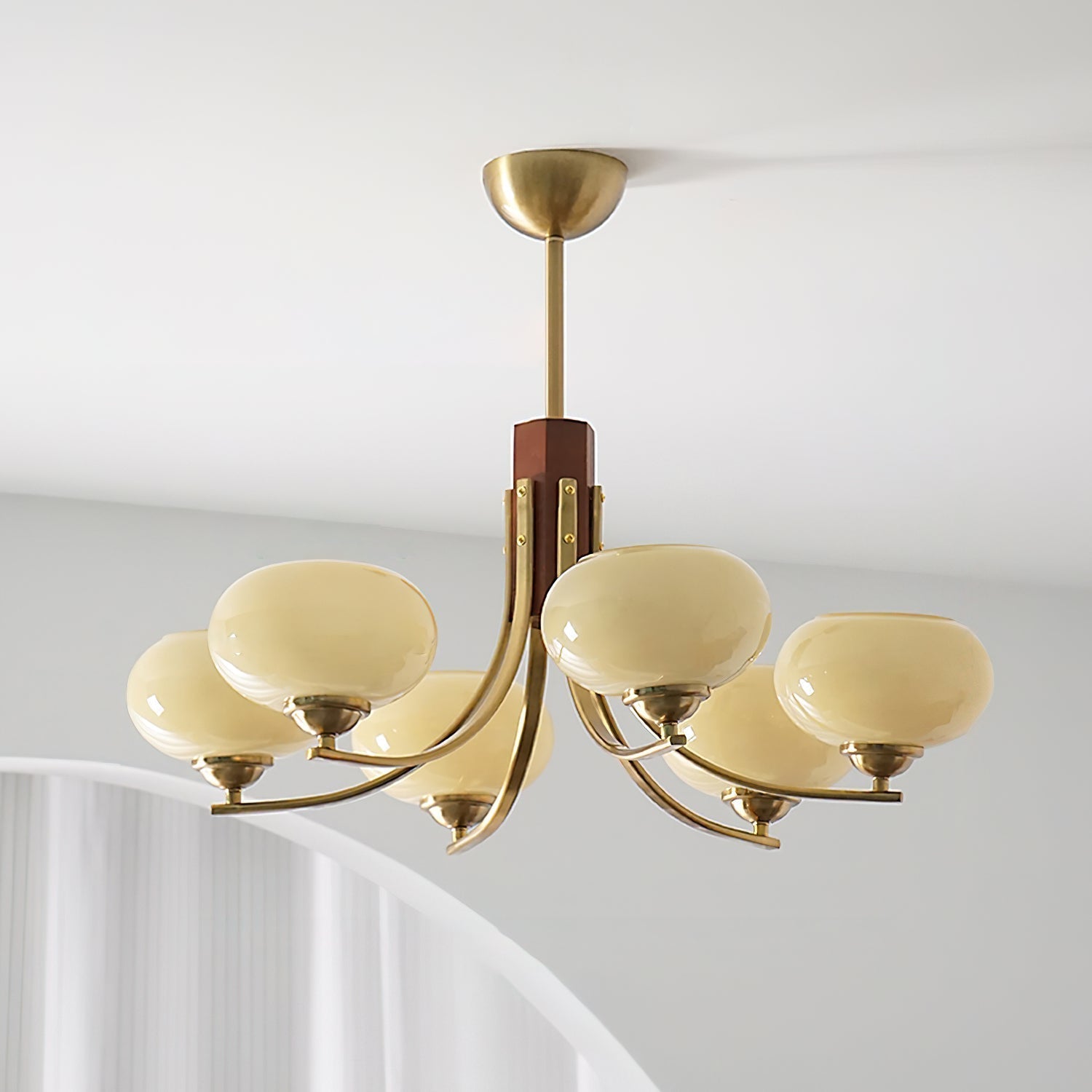 Vira 6-Light Amber Glass Globe Chandelier-Neutral Decor