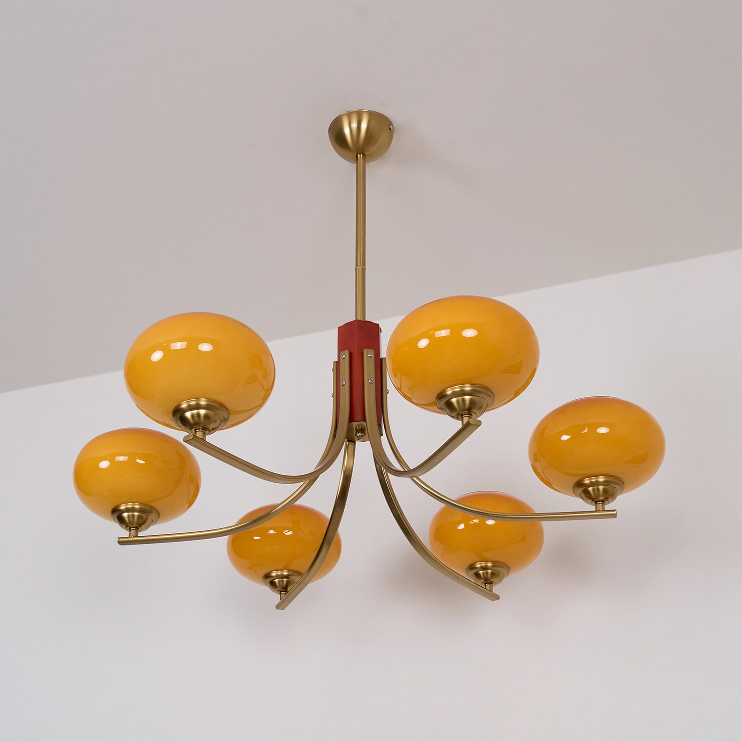 Vira 6-Light Amber Glass Globe Chandelier-Neutral Decor