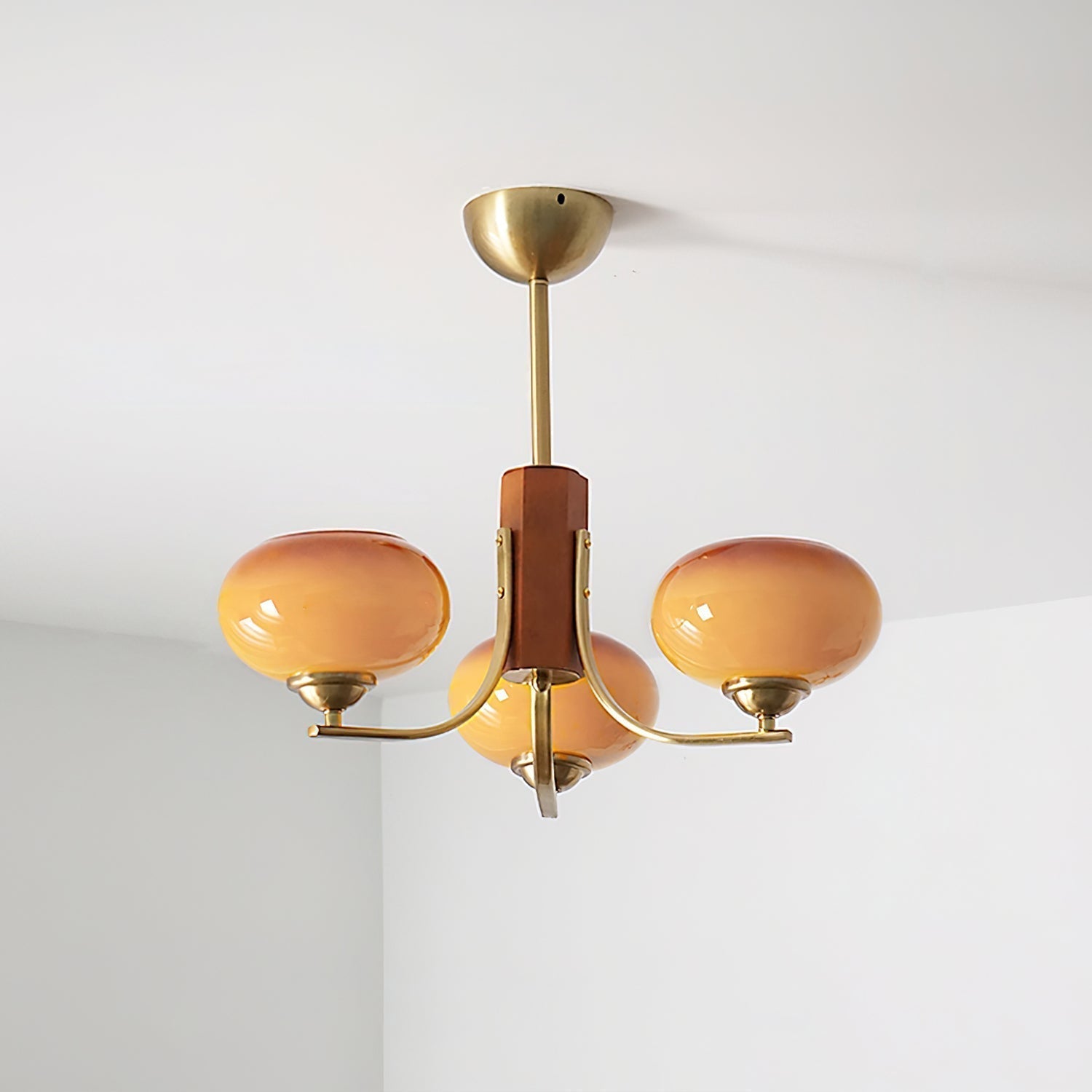 Vira 6-Light Amber Glass Globe Chandelier-Neutral Decor