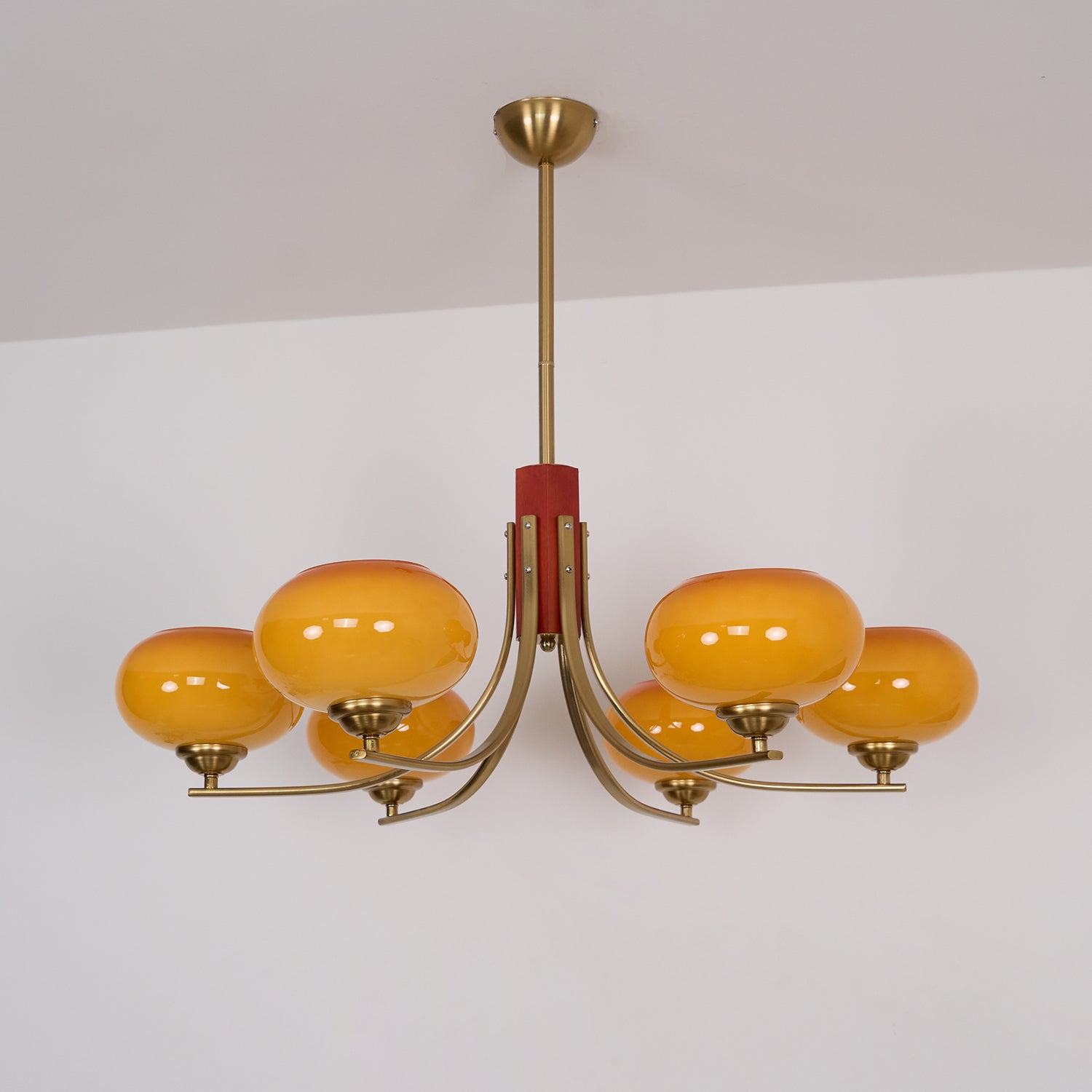 Vira 6-Light Amber Glass Globe Chandelier-Neutral Decor