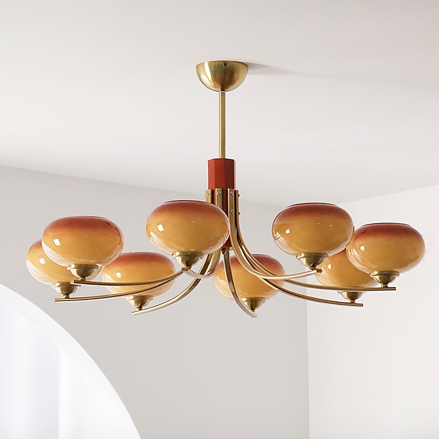 Vira 6-Light Amber Glass Globe Chandelier-Neutral Decor