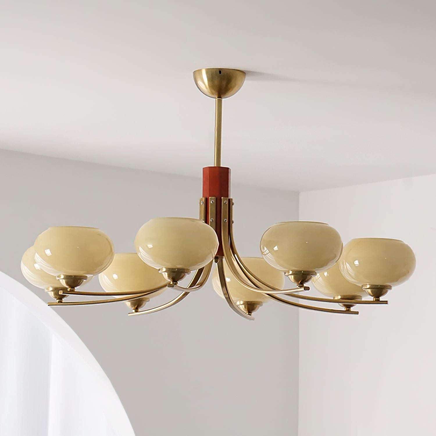 Vira 6-Light Amber Glass Globe Chandelier-Neutral Decor