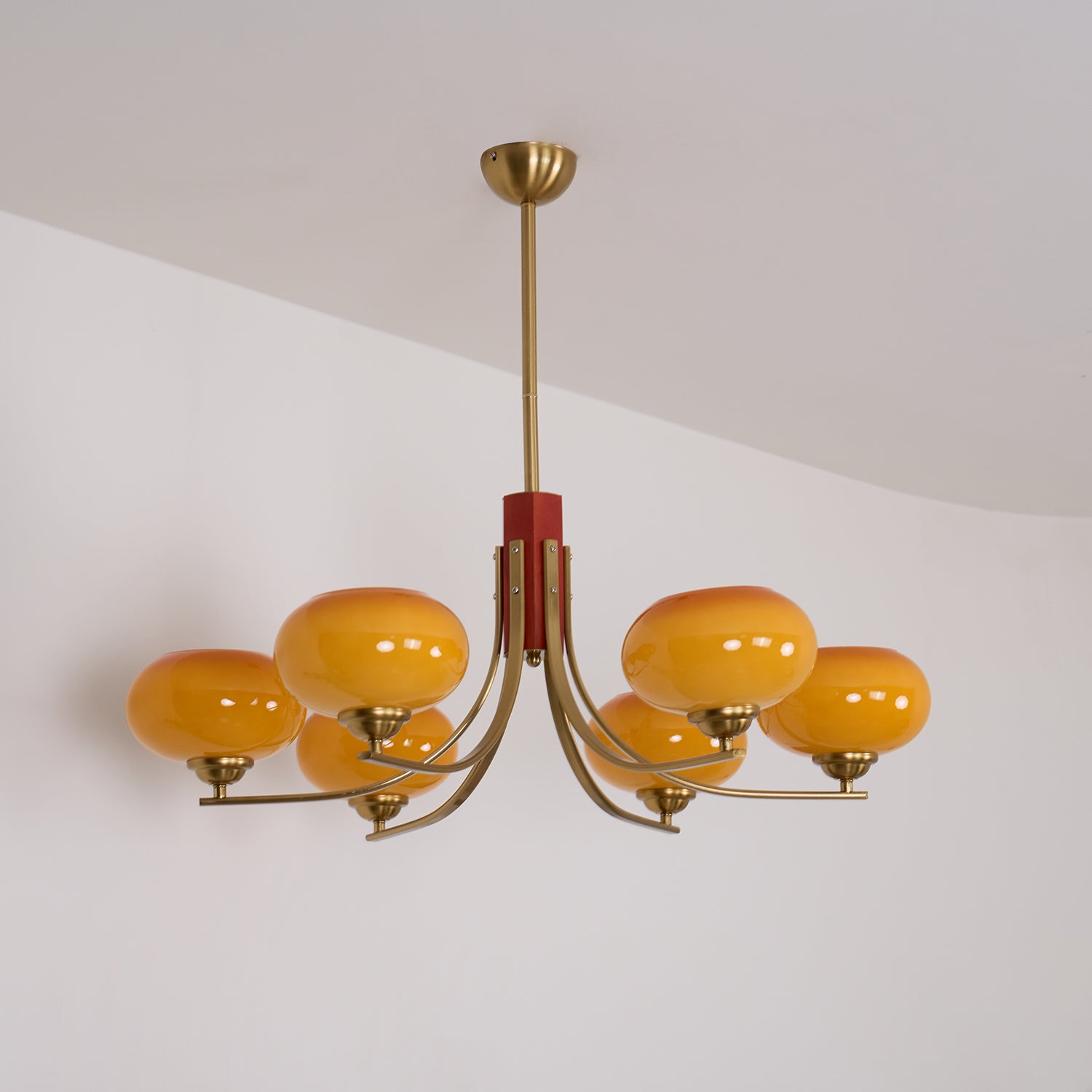 Vira 6-Light Amber Glass Globe Chandelier-Neutral Decor