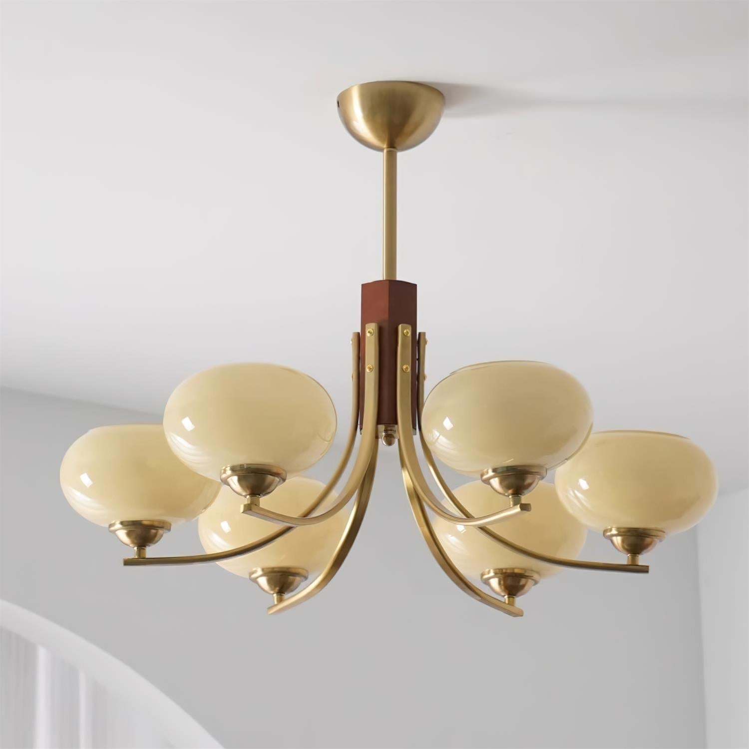 Vira 6-Light Amber Glass Globe Chandelier-Neutral Decor