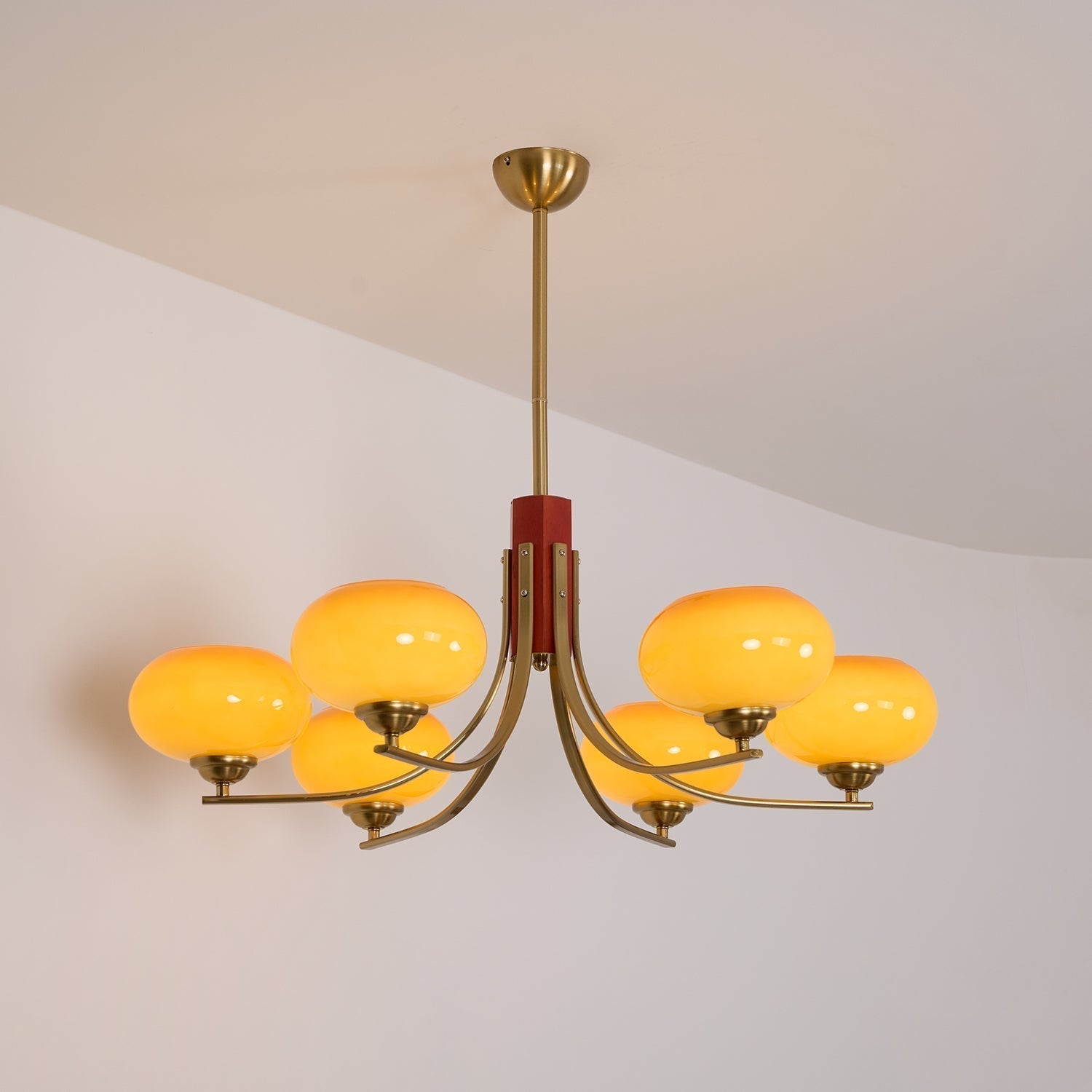 Vira 6-Light Amber Glass Globe Chandelier-Neutral Decor