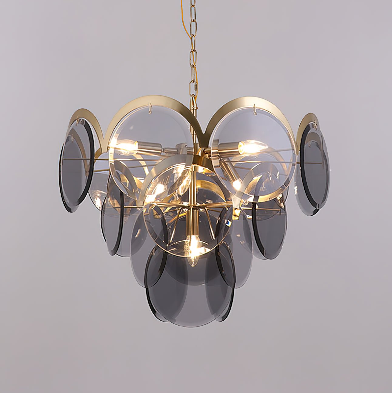 Bryndis Chandelier Amber Glass Tiered Circles-Neutral Decor