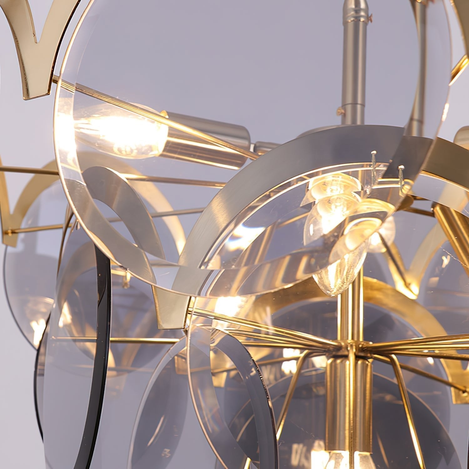 Bryndis Chandelier Amber Glass Tiered Circles-Neutral Decor
