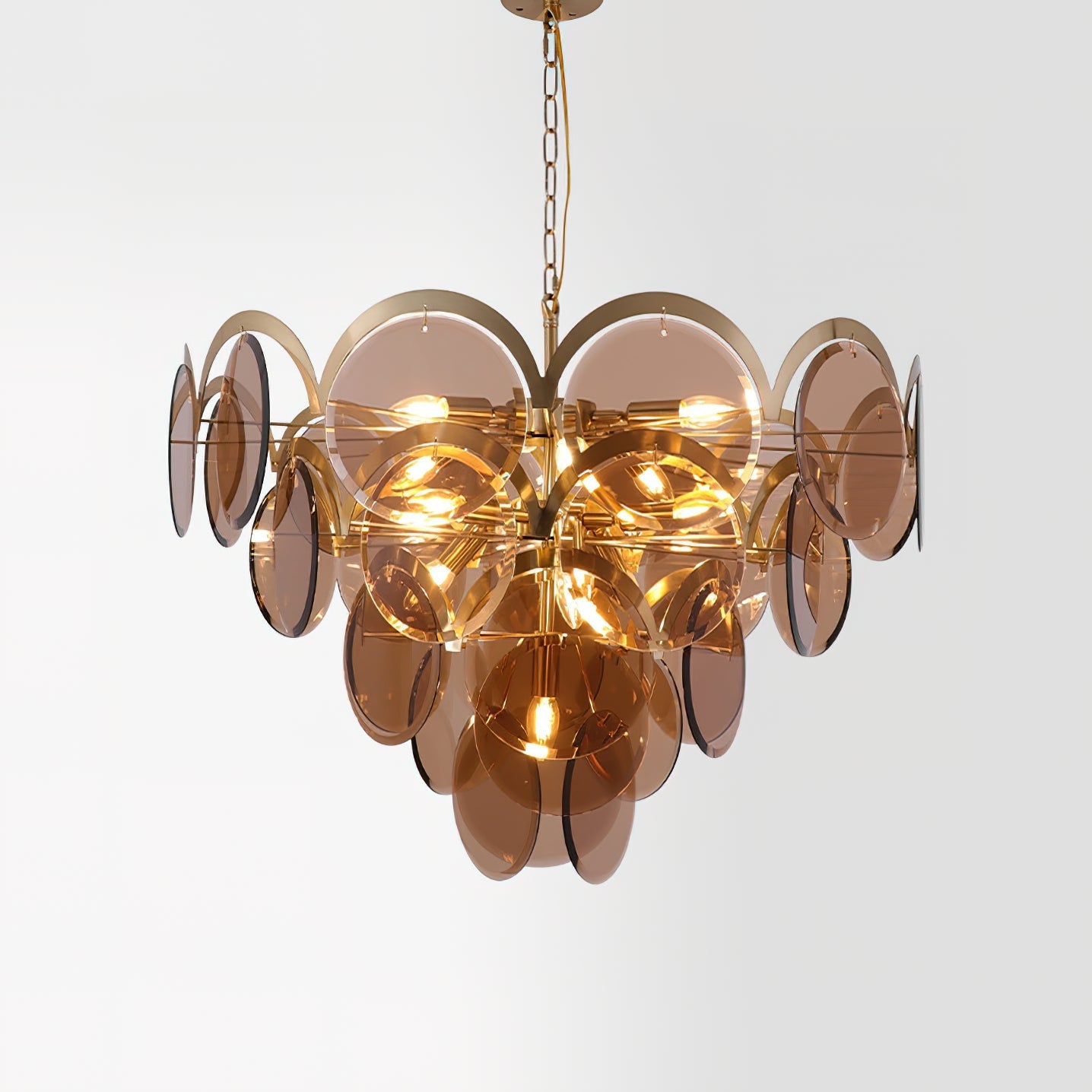 Bryndis Chandelier Amber Glass Tiered Circles-Neutral Decor