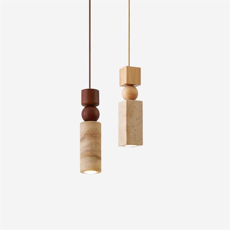 Pendant Light Geometric Wood Travertine Minimalist Nordic Hanging
