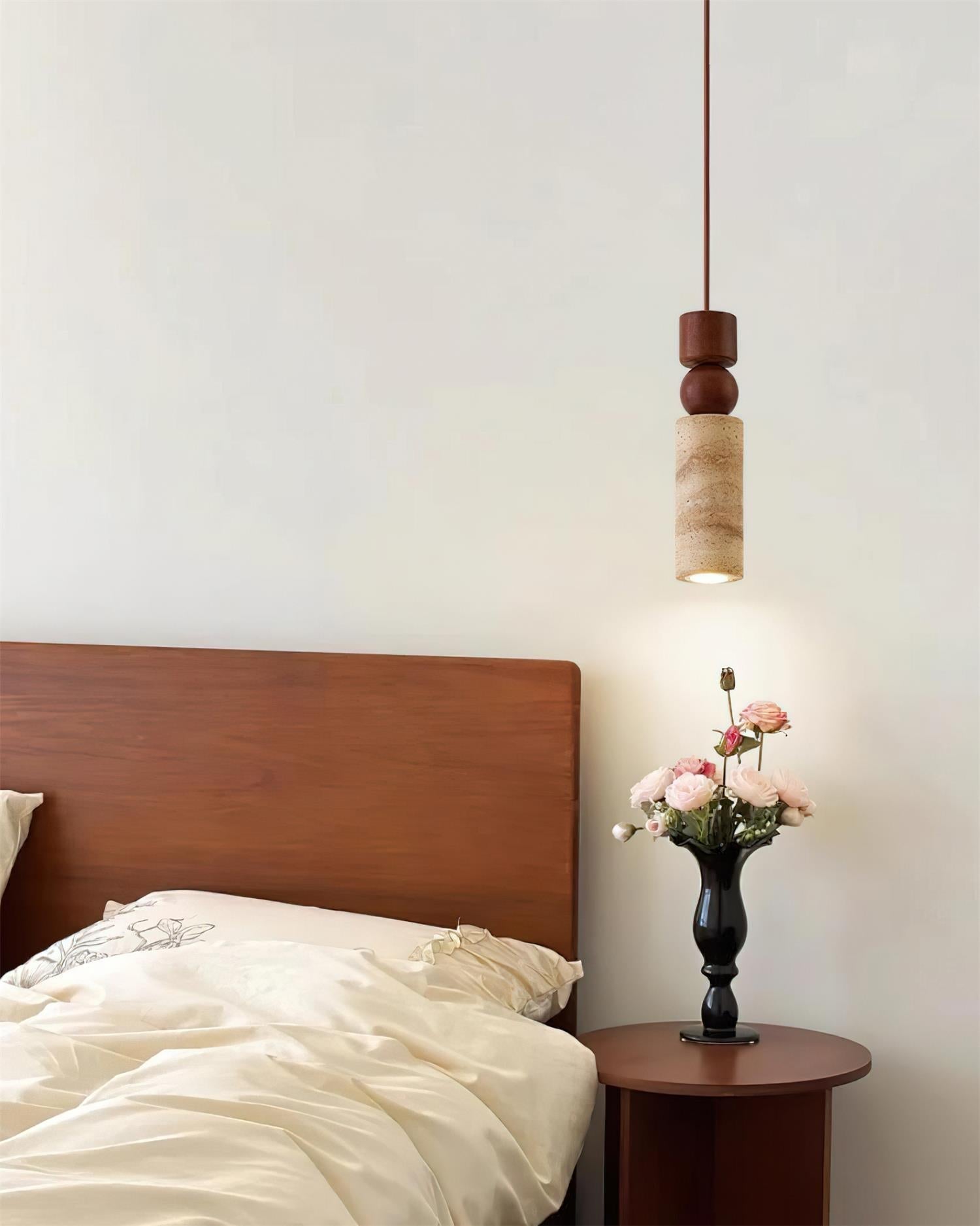 Pendant Light Geometric Wood Travertine Minimalist Nordic Hanging