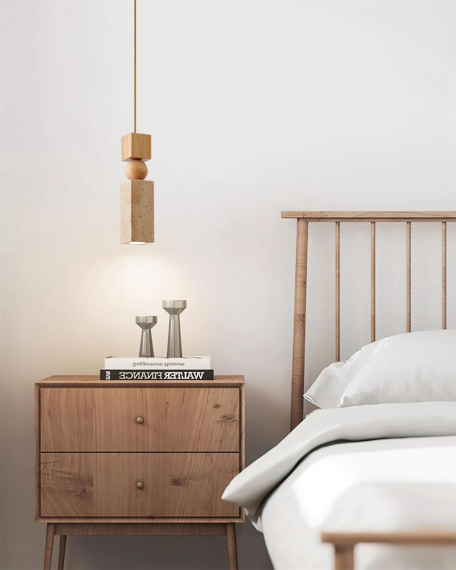 Pendant Light Geometric Wood Travertine Minimalist Nordic Hanging