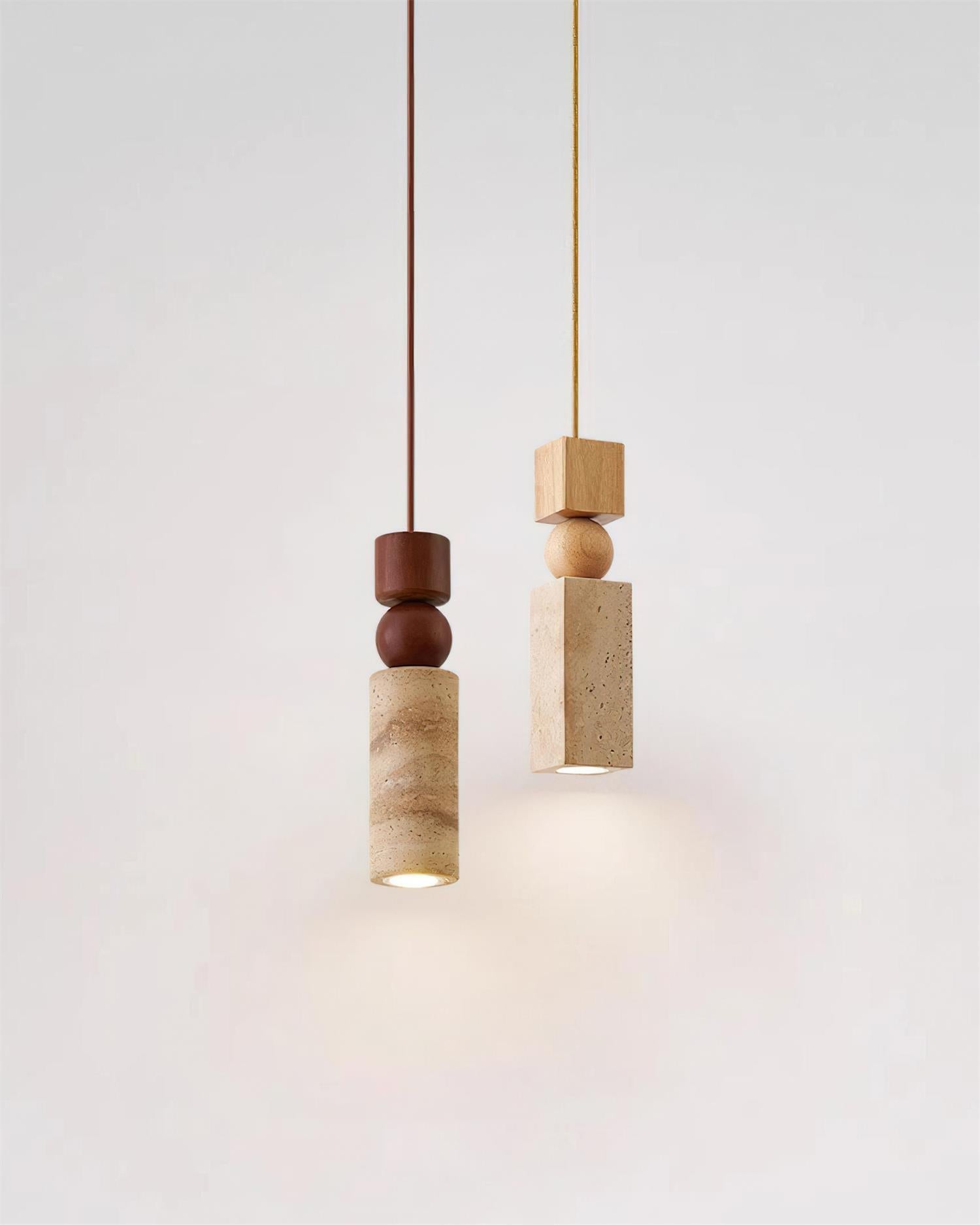 Pendant Light Geometric Wood Travertine Minimalist Nordic Hanging