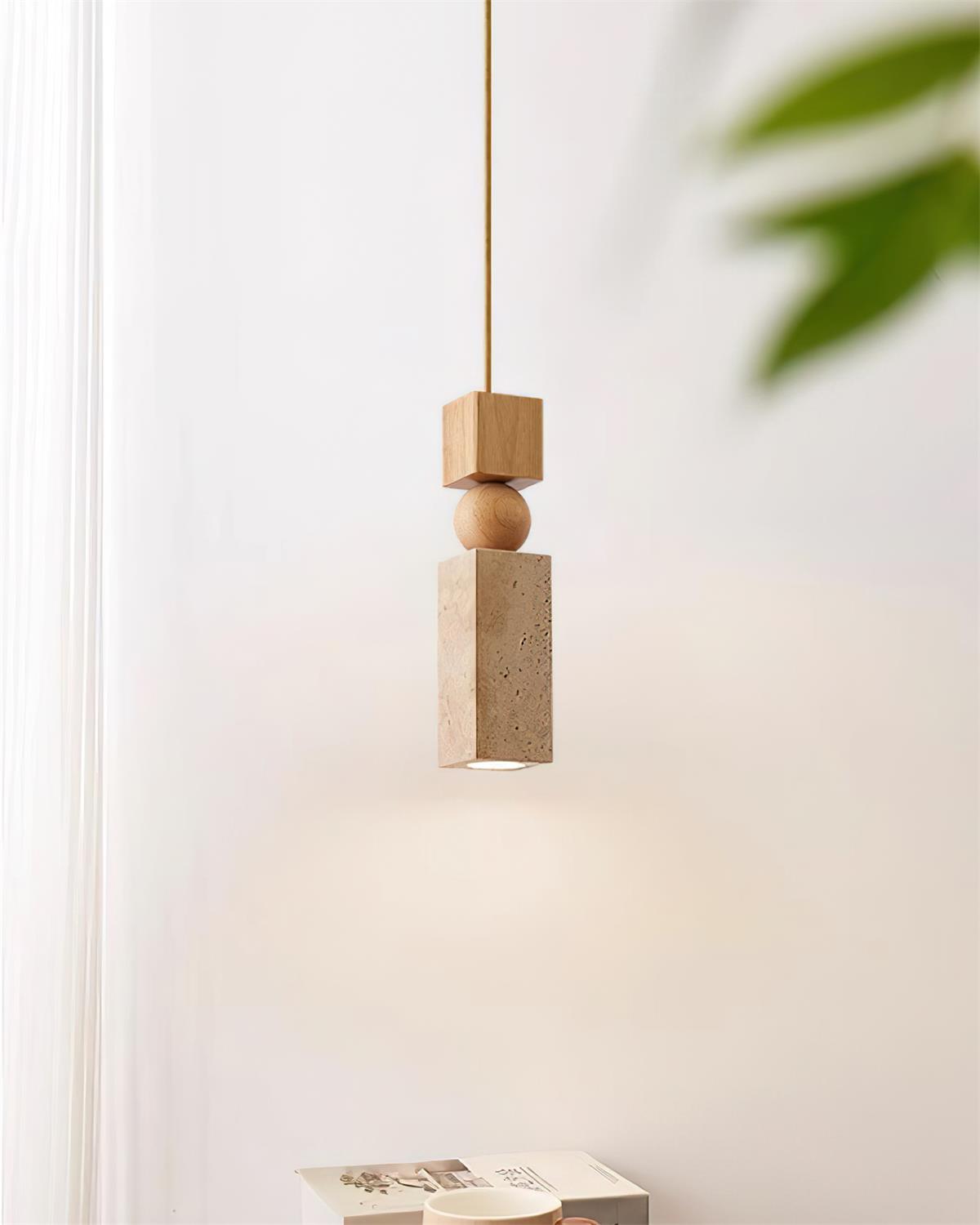 Pendant Light Geometric Wood Travertine Minimalist Nordic Hanging