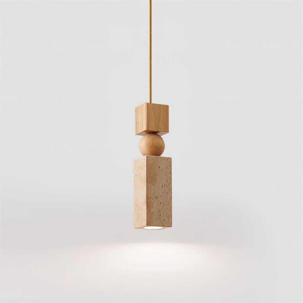 Pendant Light Geometric Wood Travertine Minimalist Nordic Hanging