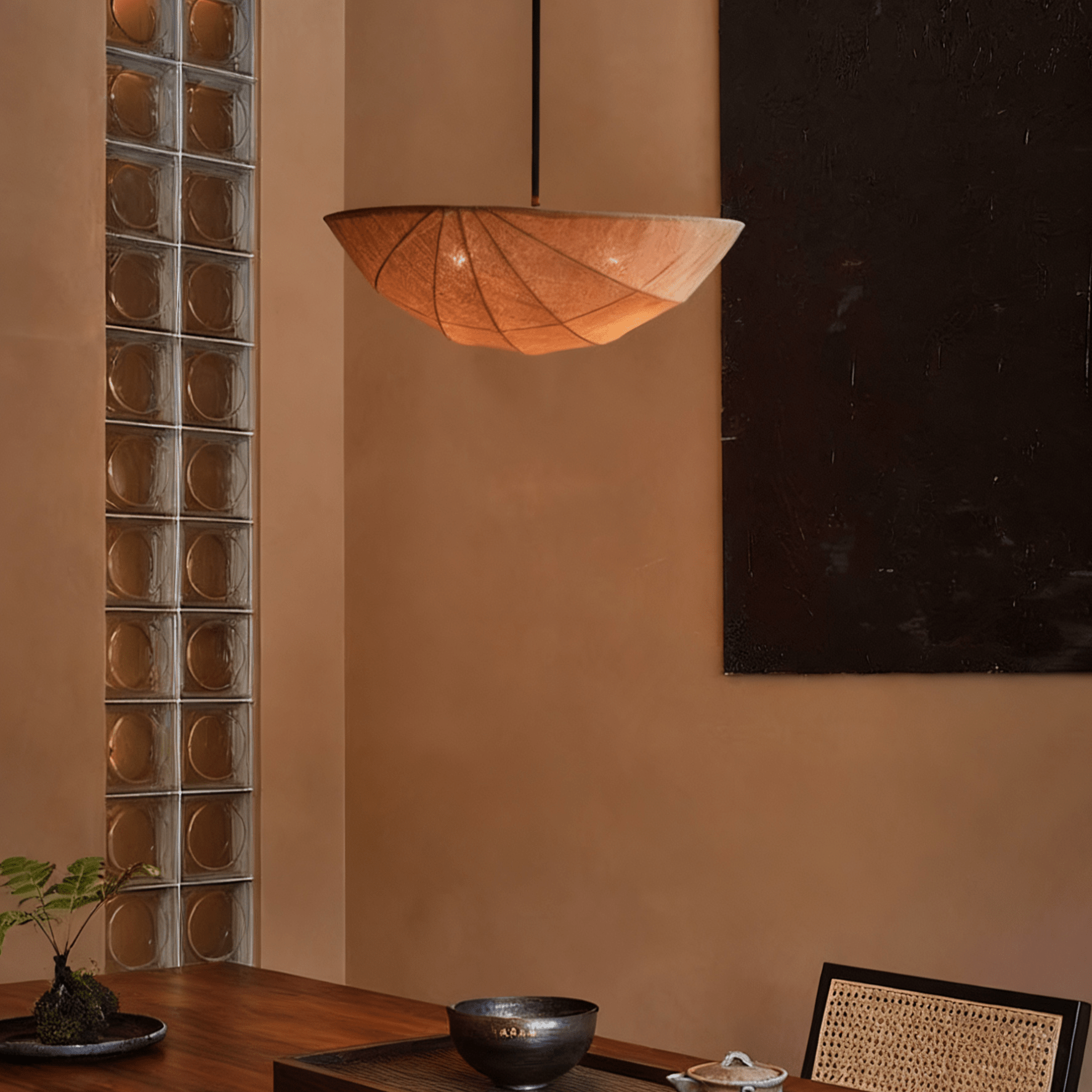 Fabric Saucer Pendant Light-Neutral Decor