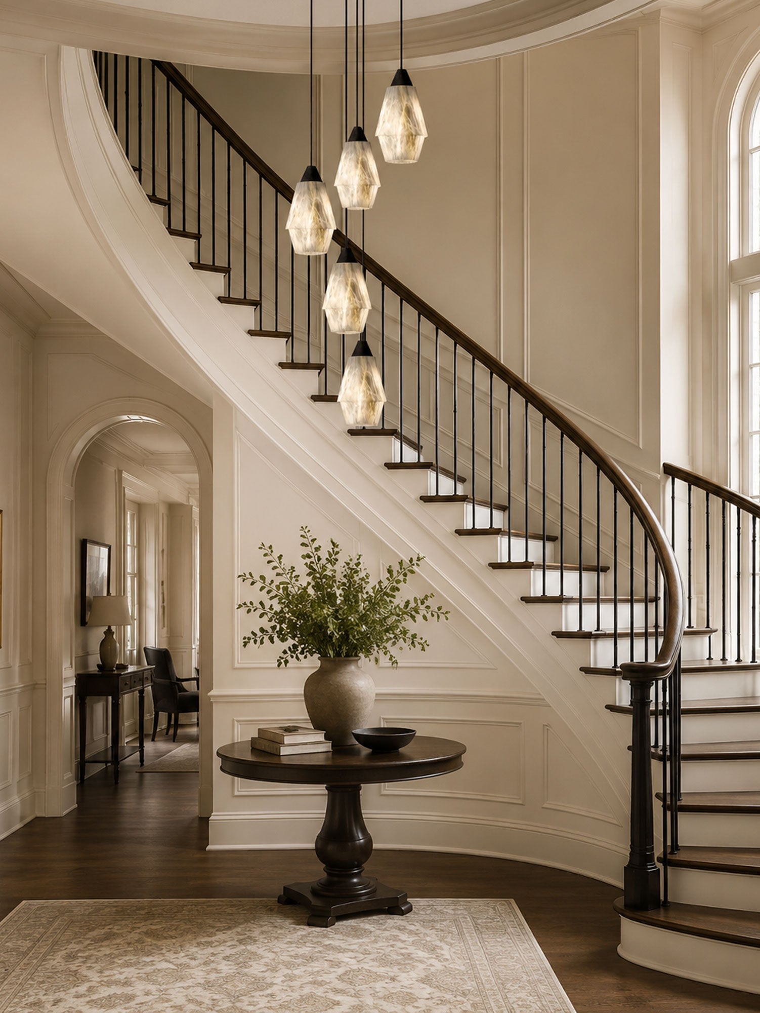 Faceted Alabaster Cluster Chandelier-Neutral Decor