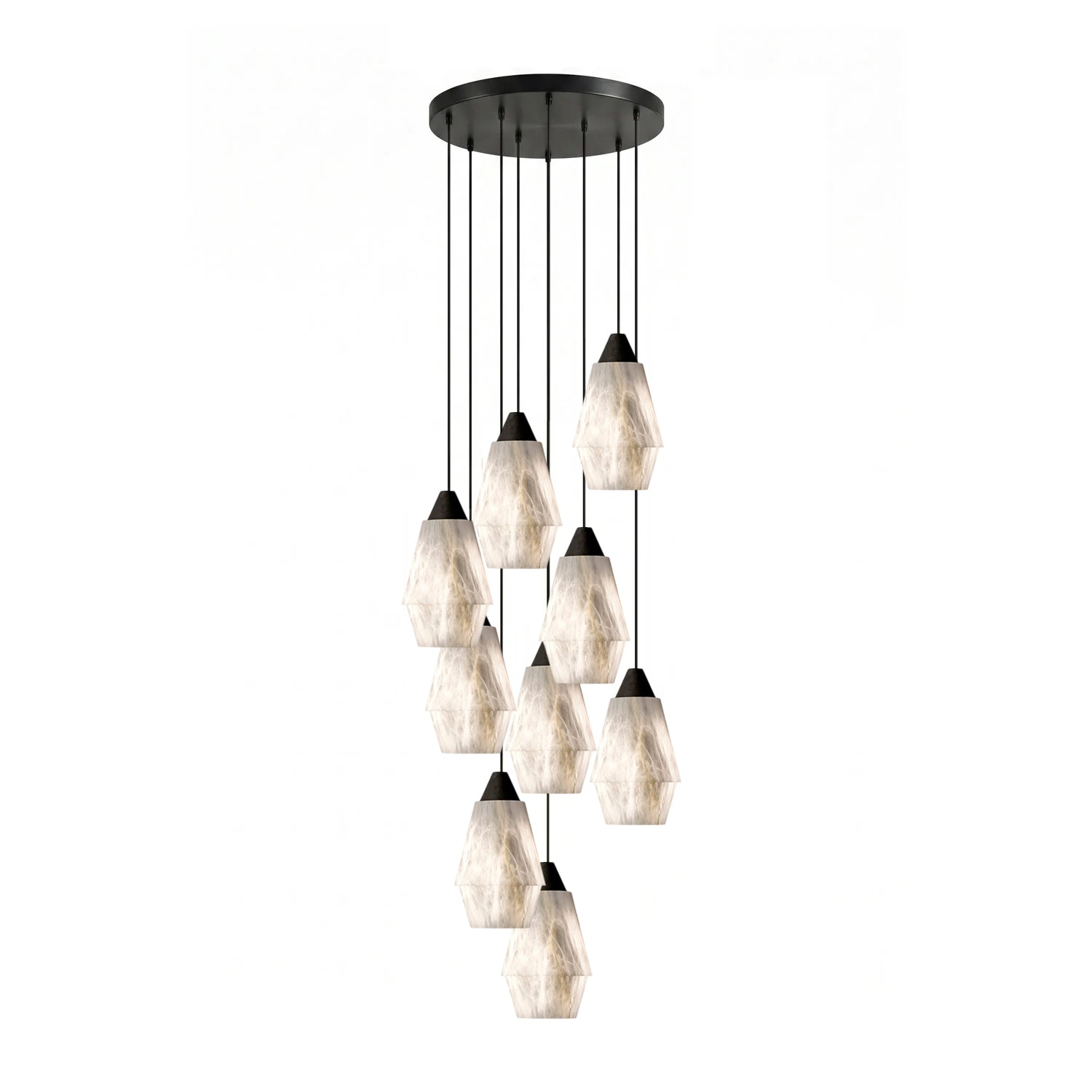 Faceted Alabaster Cluster Chandelier-Neutral Decor