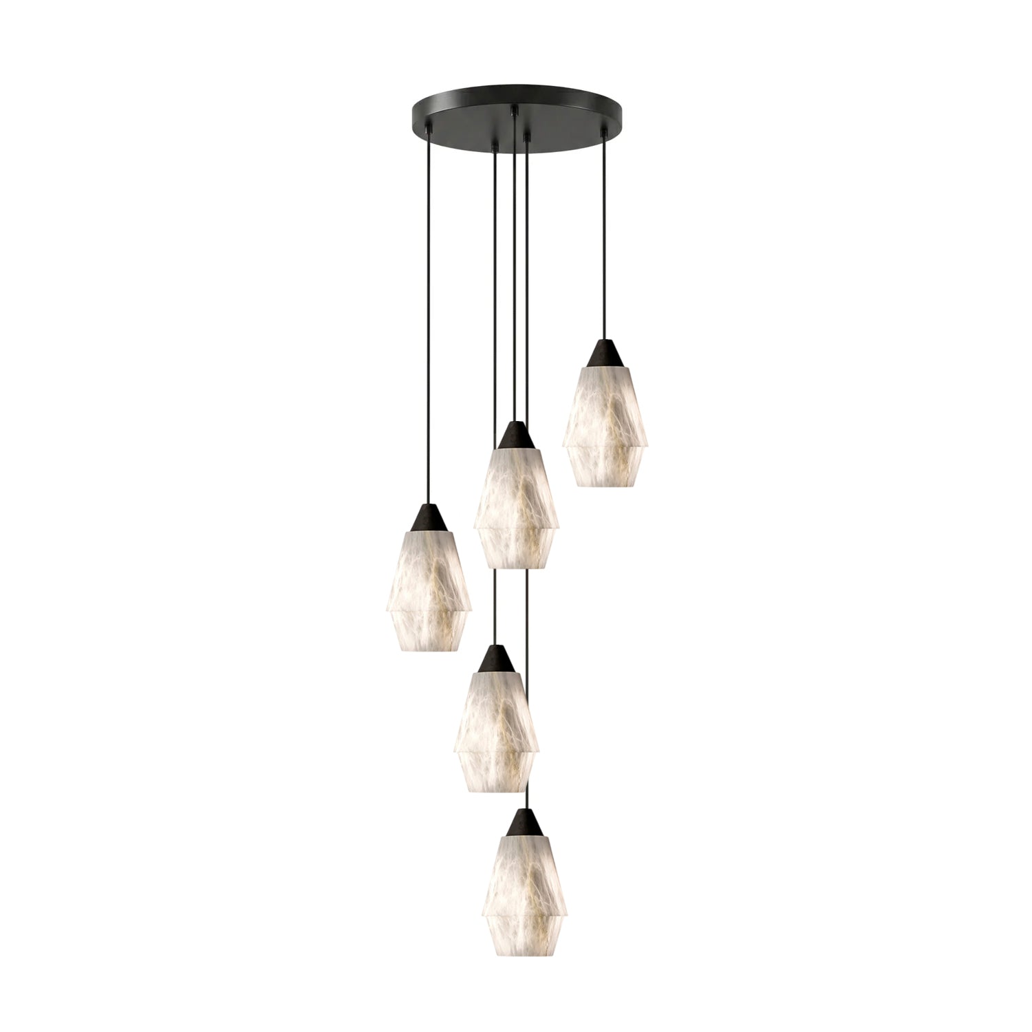 Faceted Alabaster Cluster Chandelier-Neutral Decor