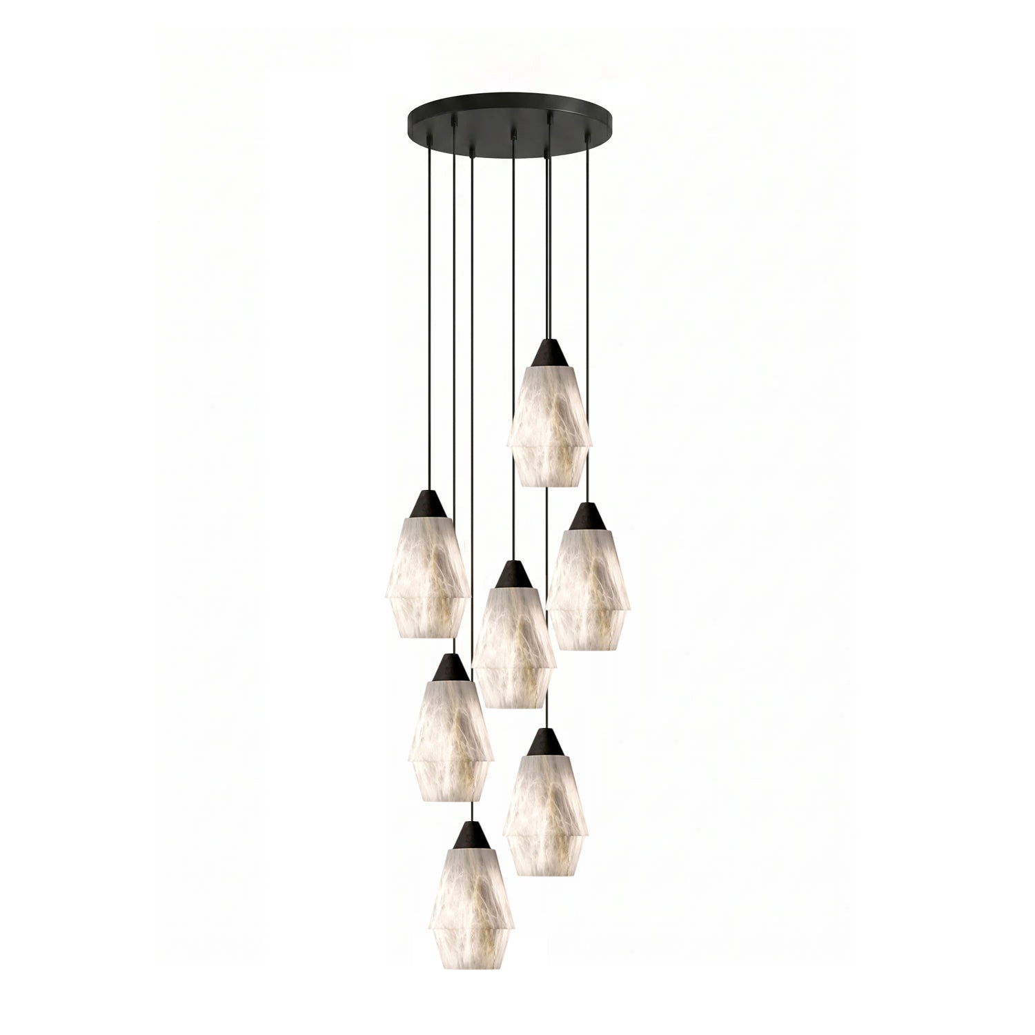 Faceted Alabaster Cluster Chandelier-Neutral Decor