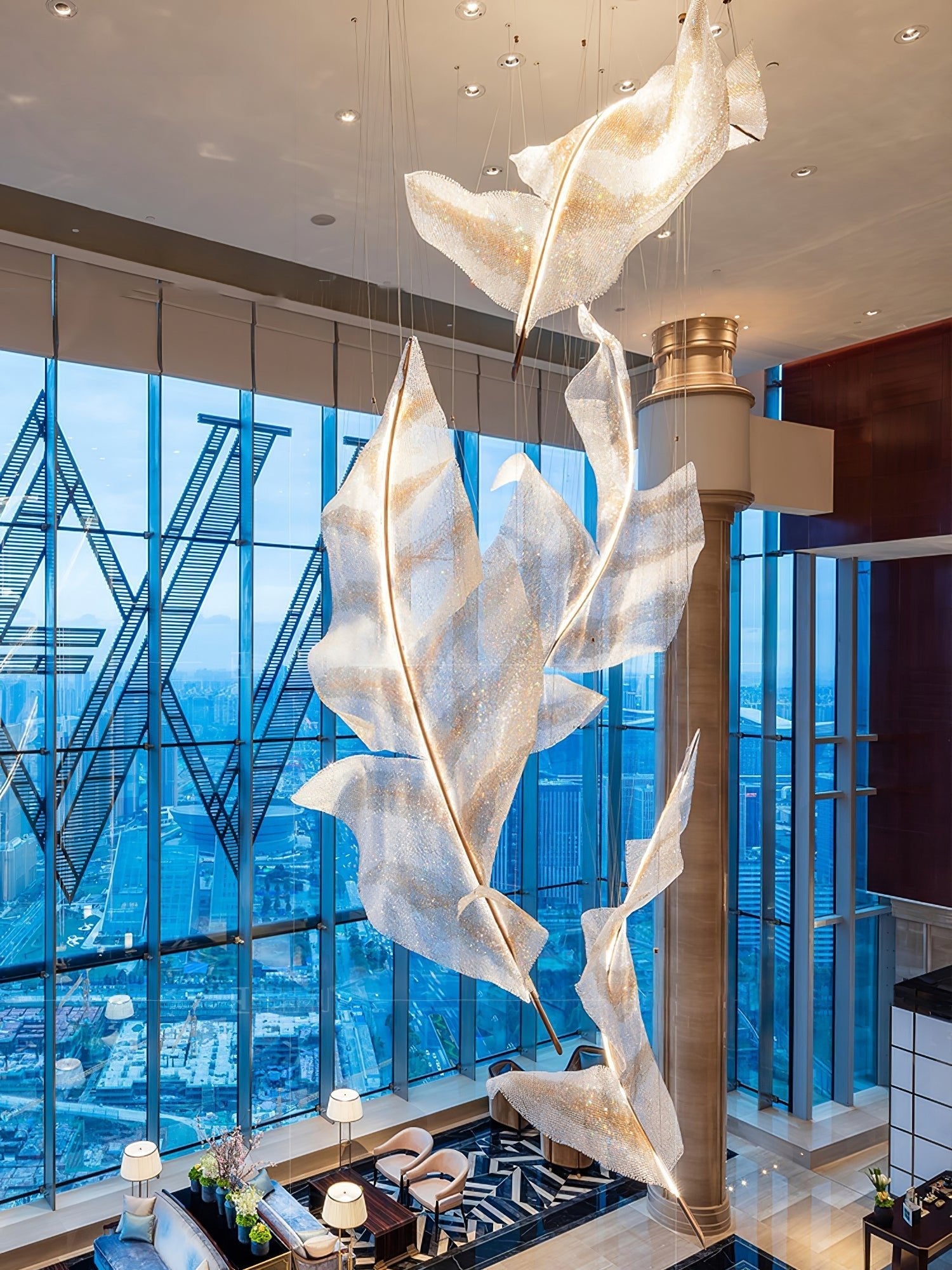 Rocor Individual Creativity Falling Leaves Glass Chandelier-Neutral Decor