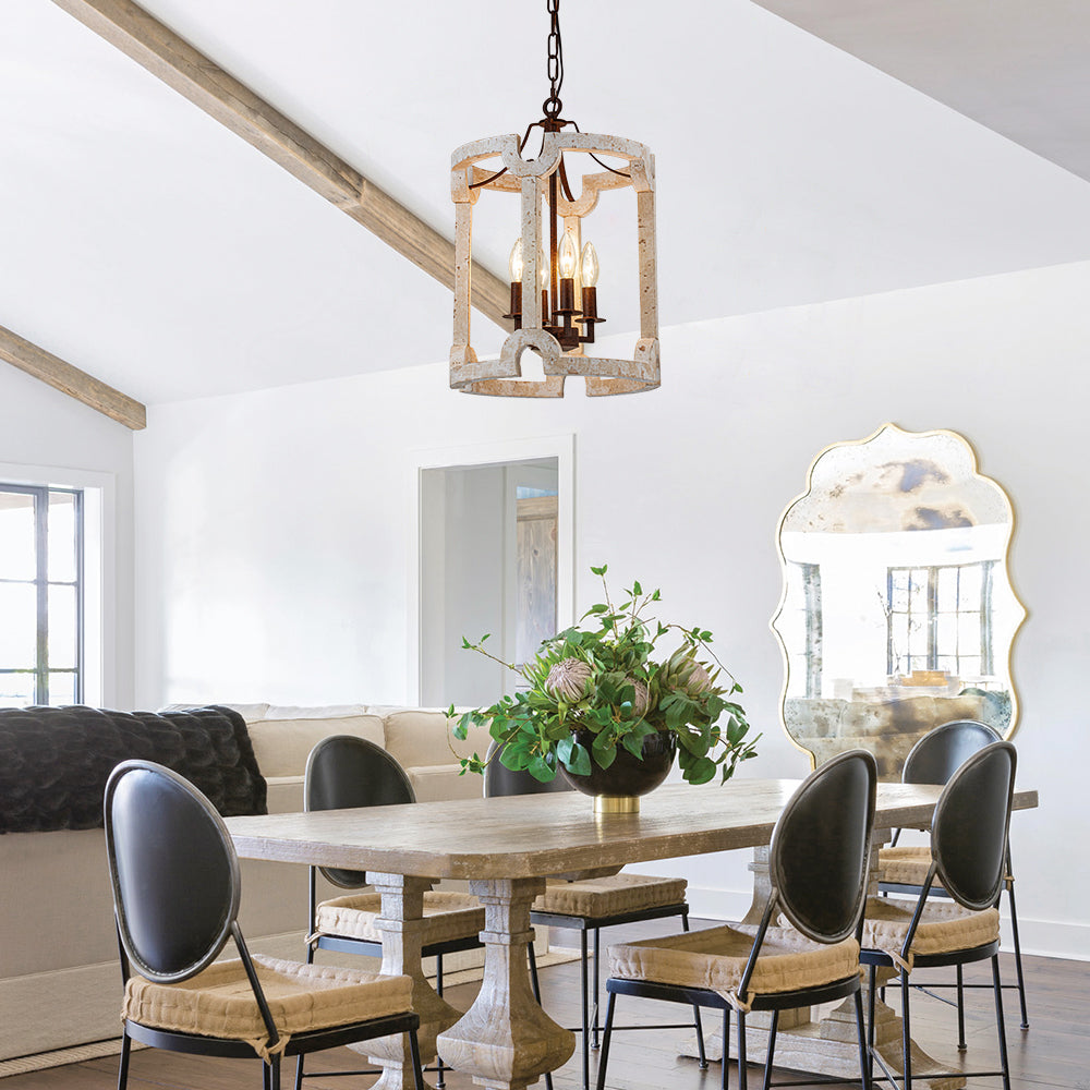 Noreli Farmhouse Wood Cylinder Pendant Light-Neutral Decor