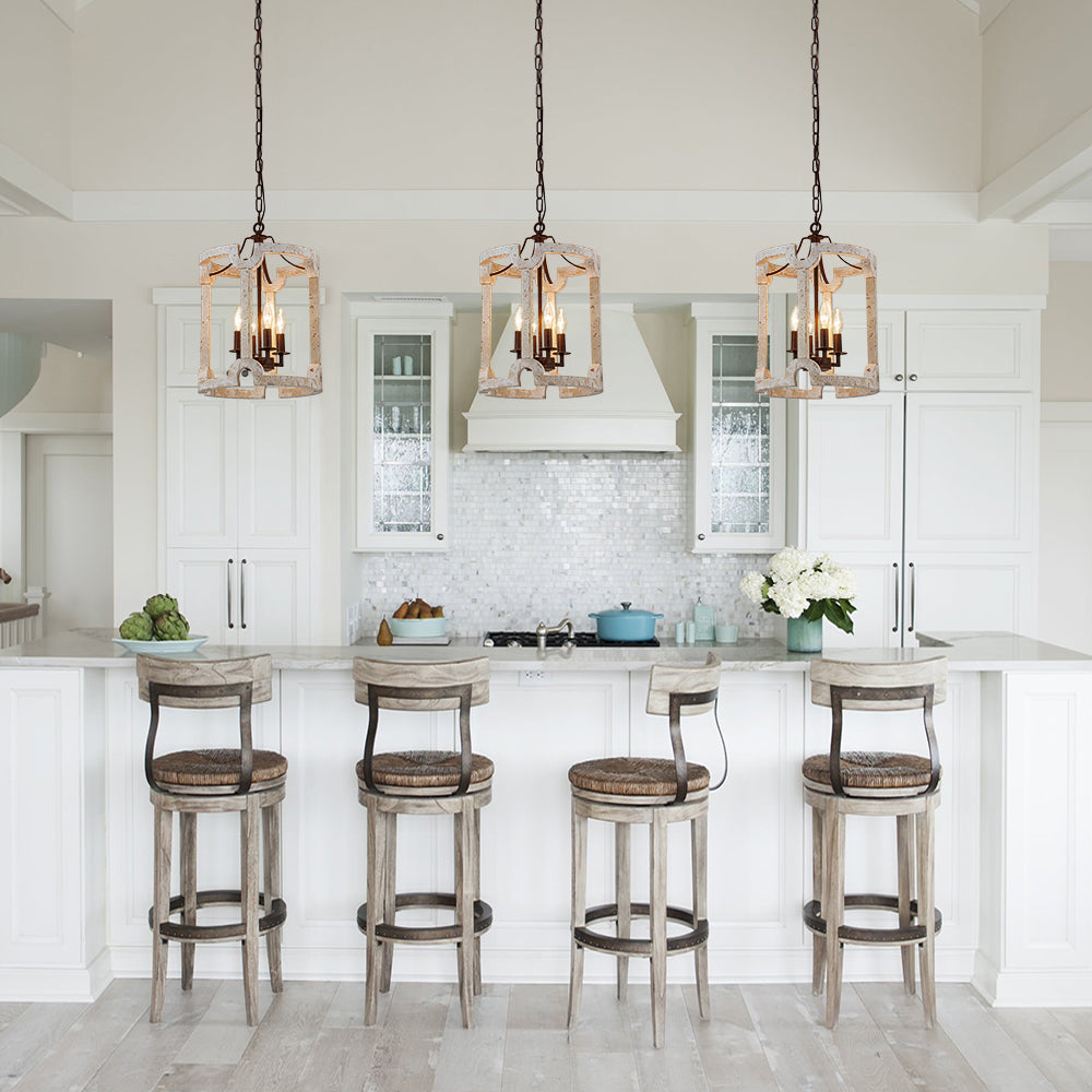 Noreli Farmhouse Wood Cylinder Pendant Light-Neutral Decor