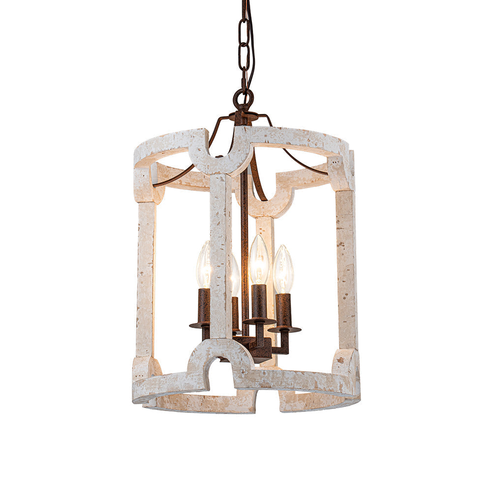 Noreli Farmhouse Wood Cylinder Pendant Light-Neutral Decor