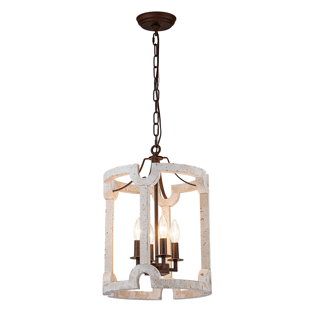 Noreli Farmhouse Wood Cylinder Pendant Light-Neutral Decor