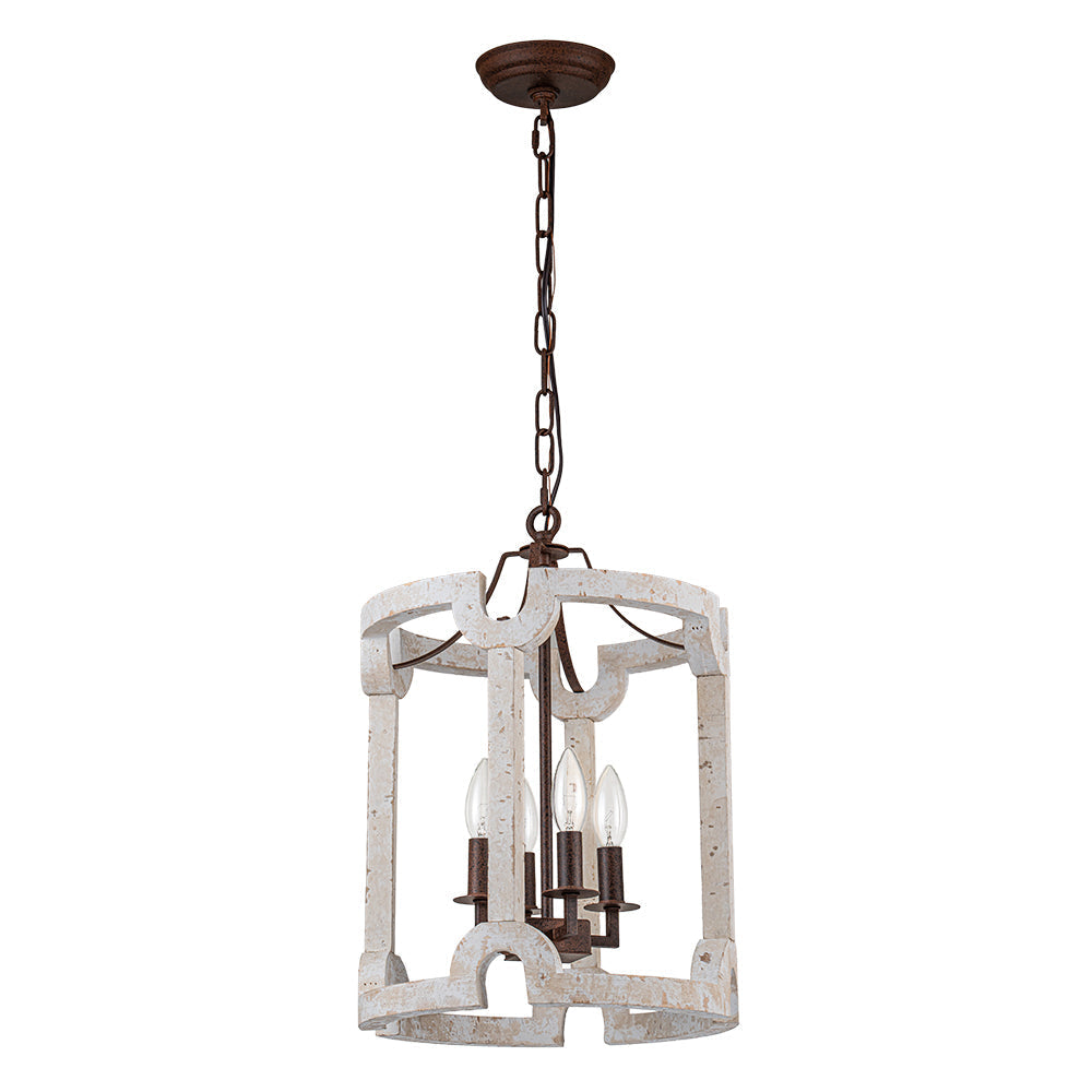 Noreli Farmhouse Wood Cylinder Pendant Light-Neutral Decor