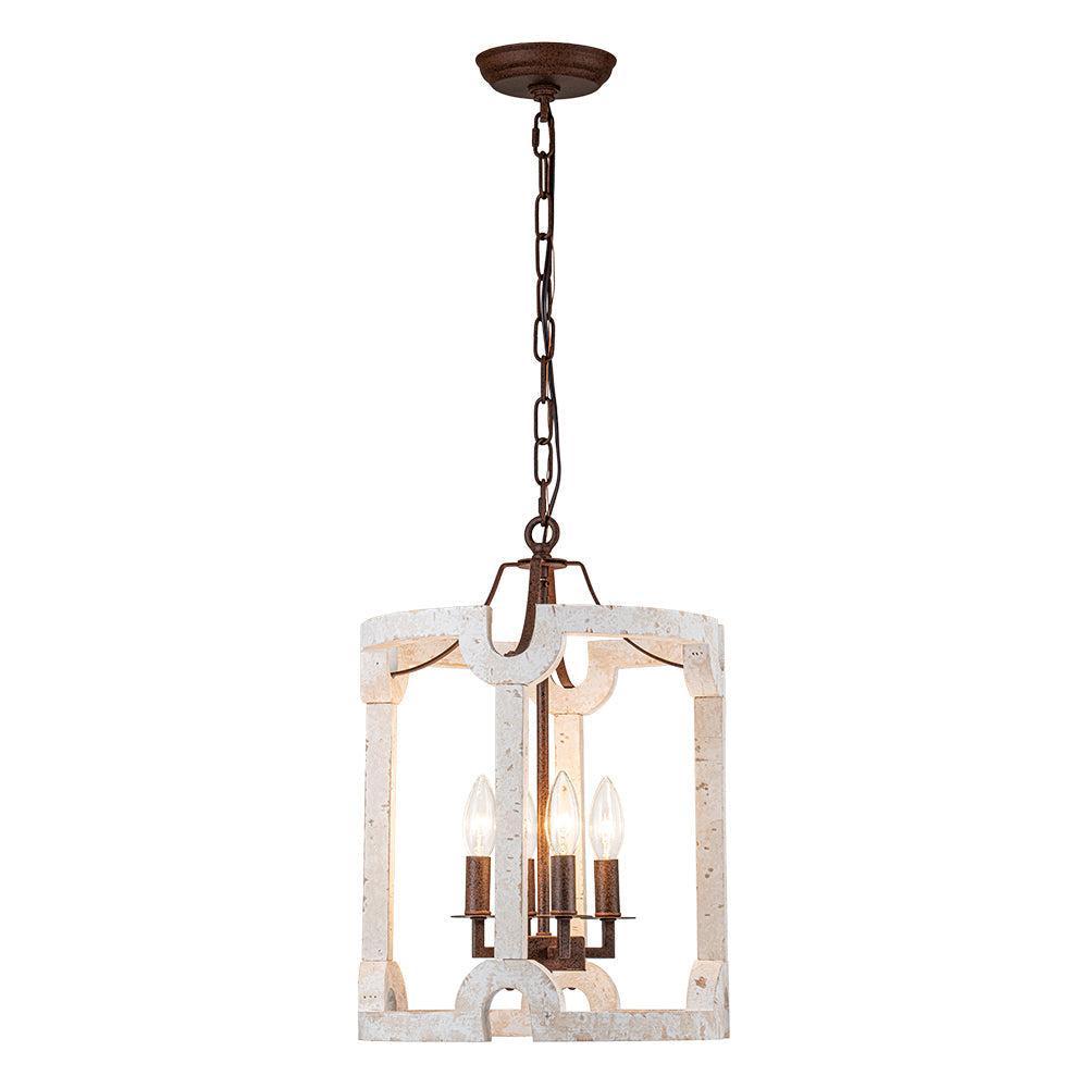 Noreli Farmhouse Wood Cylinder Pendant Light-Neutral Decor