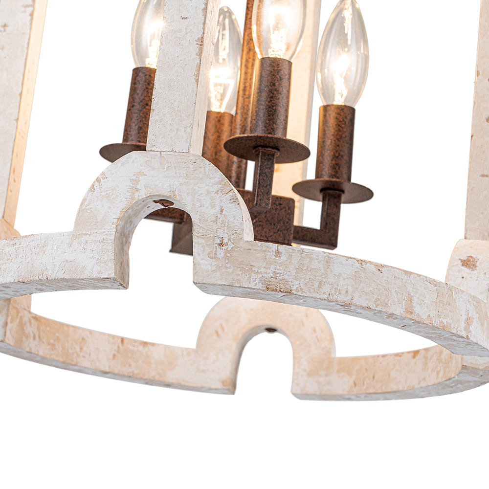 Noreli Farmhouse Wood Cylinder Pendant Light-Neutral Decor