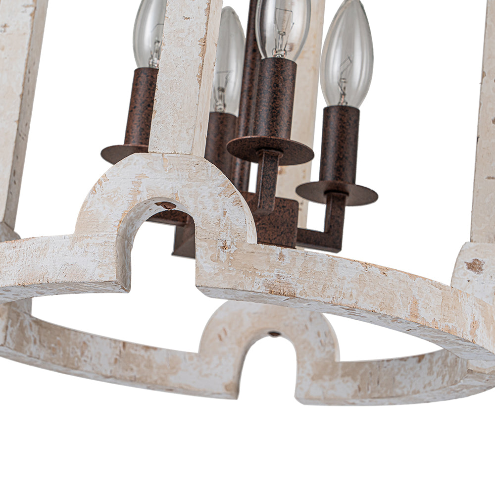Noreli Farmhouse Wood Cylinder Pendant Light-Neutral Decor