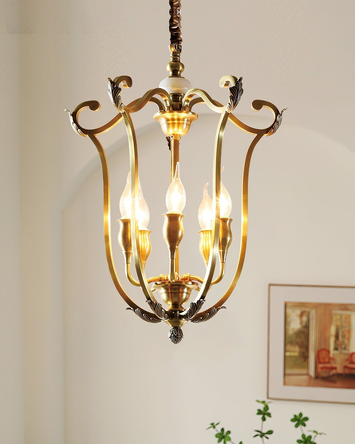 Niroxa Chandelier Gold Lantern Frame-Neutral Decor
