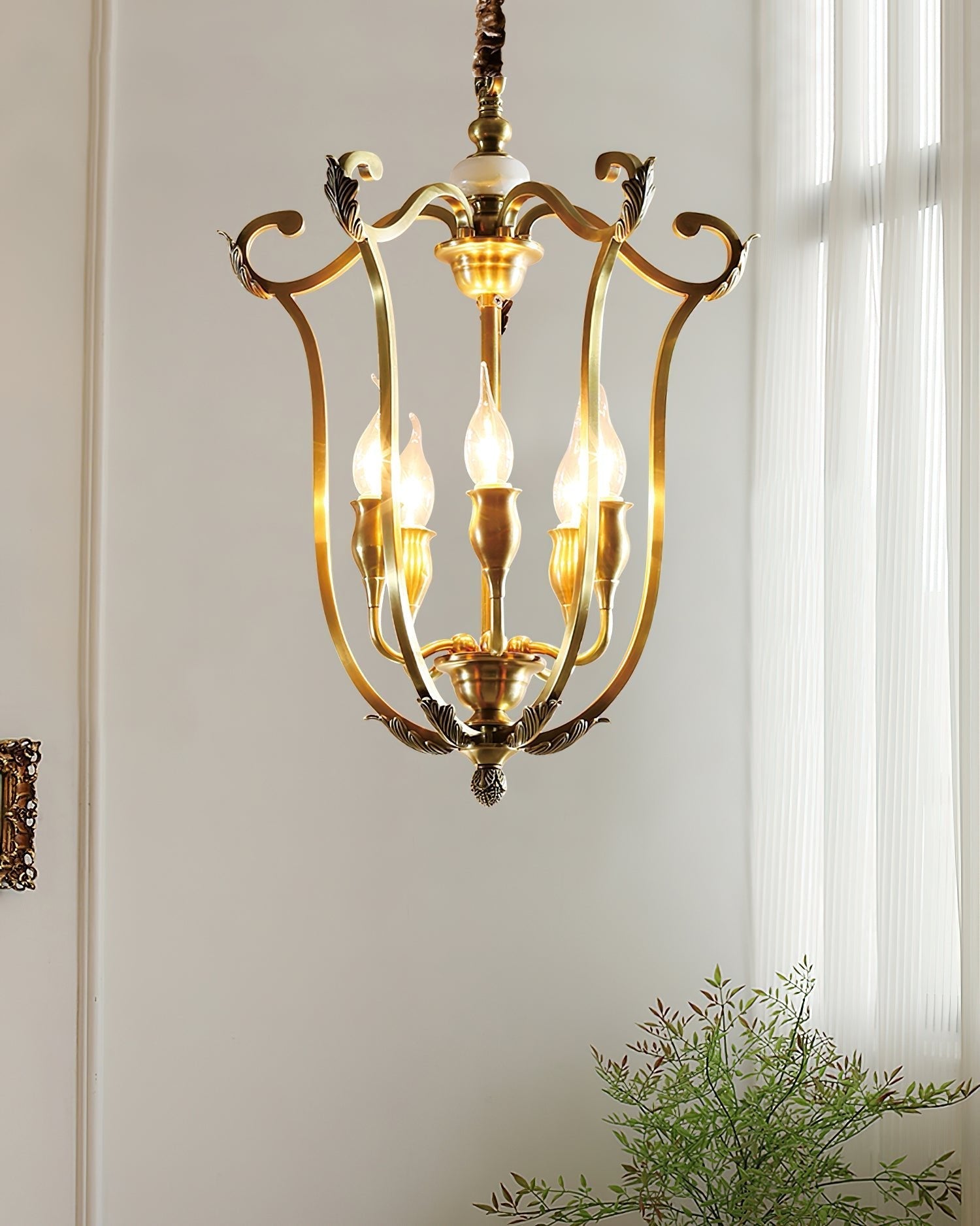 Niroxa Chandelier Gold Lantern Frame-Neutral Decor