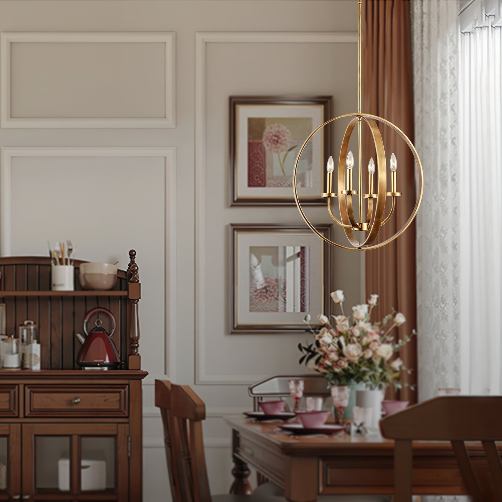 Niroxa Chandelier Gold Lantern Frame-Neutral Decor