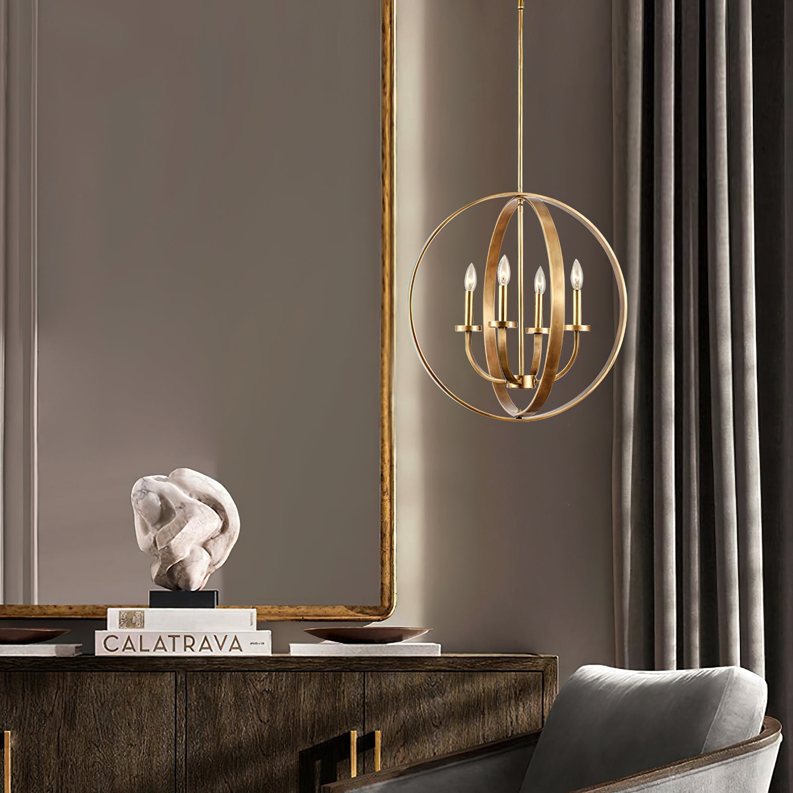Niroxa Chandelier Gold Lantern Frame-Neutral Decor