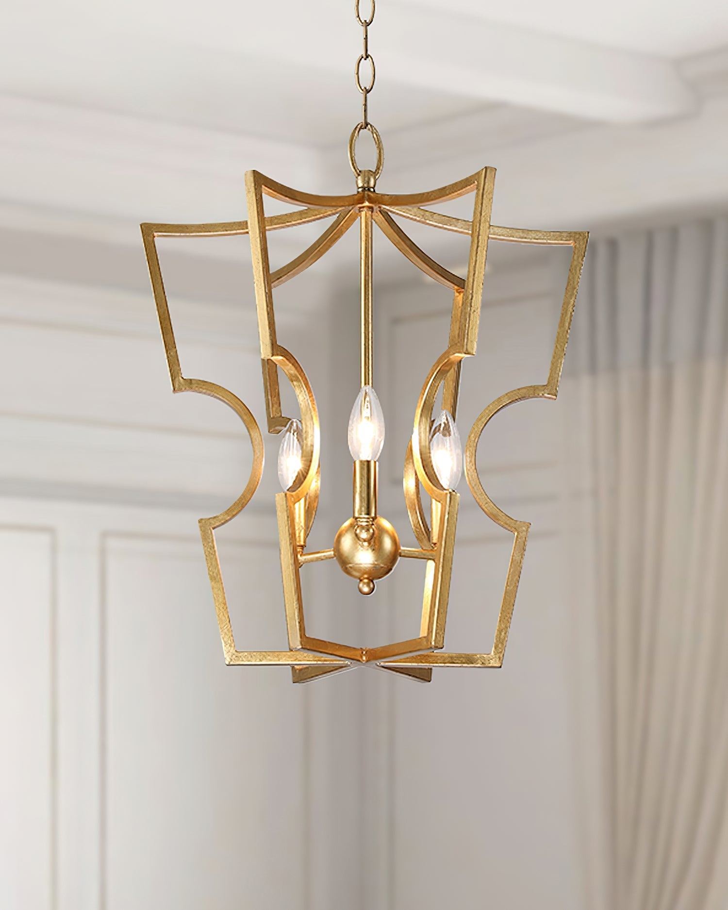 Niroxa Chandelier Gold Lantern Frame-Neutral Decor