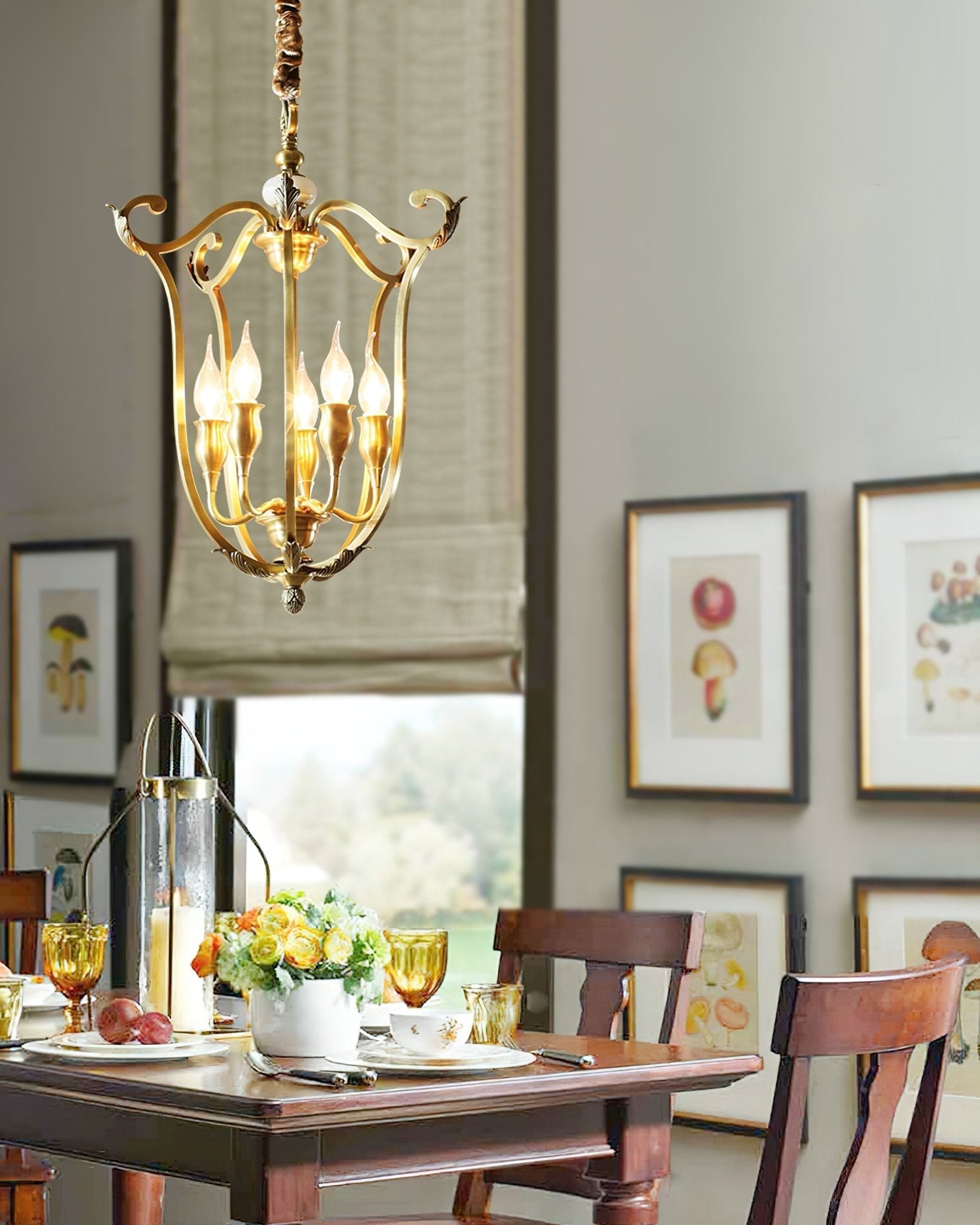 Niroxa Chandelier Gold Lantern Frame-Neutral Decor