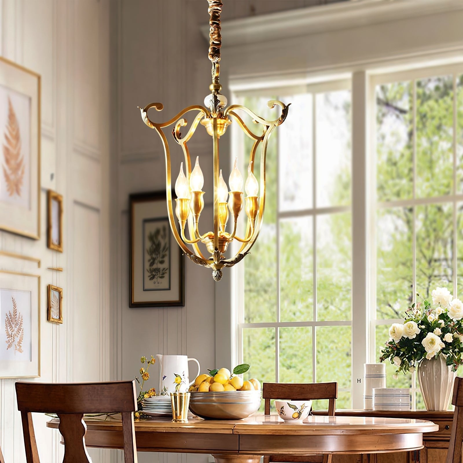 Niroxa Chandelier Gold Lantern Frame-Neutral Decor