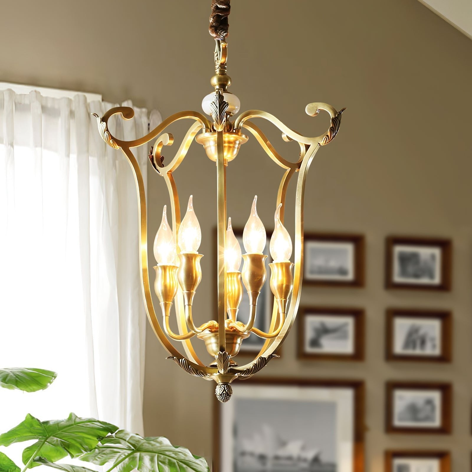 Niroxa Chandelier Gold Lantern Frame-Neutral Decor