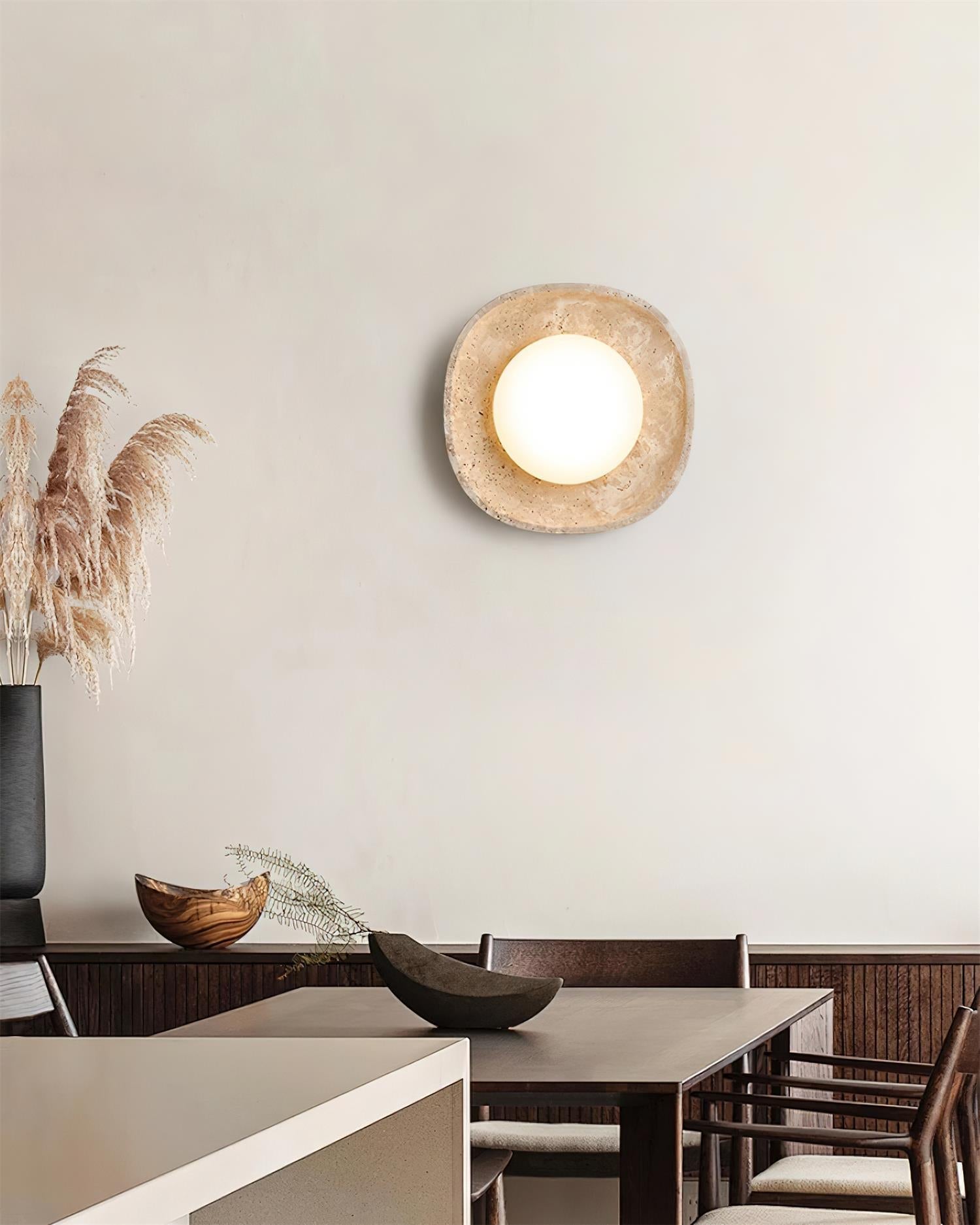 Ritta Wall Lamp Travertine Globe