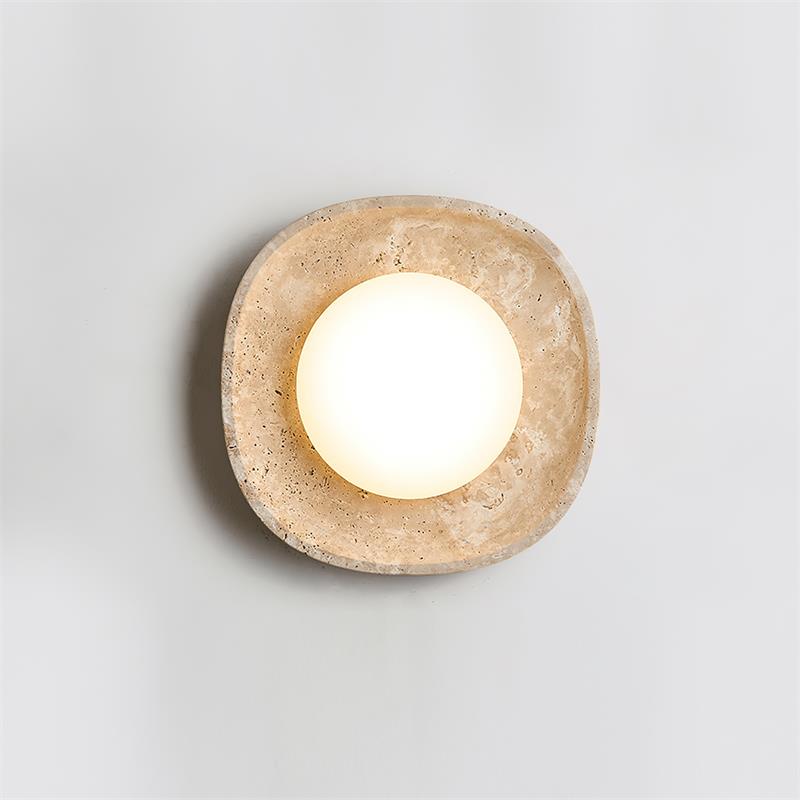 Ritta Wall Lamp Travertine Globe