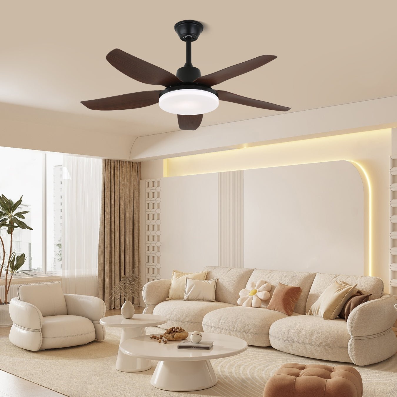 Kadell Modern Wood Ceiling Fan Light-Neutral Decor