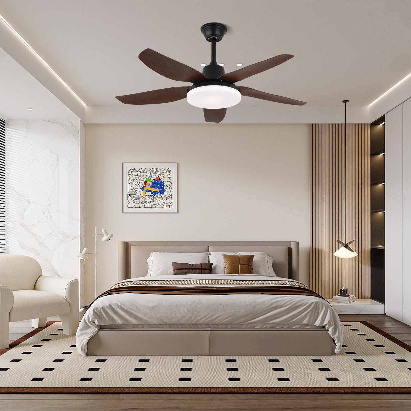 Kadell Modern Wood Ceiling Fan Light-Neutral Decor