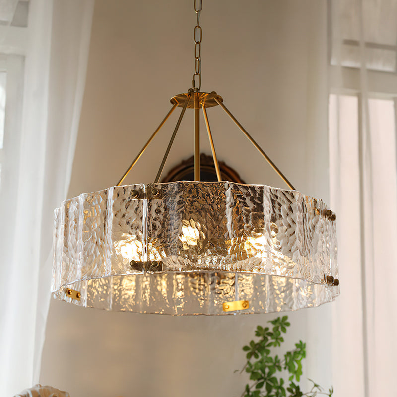 Angled view of the Fenoullet Chandelier in a high-ceiling entryway.