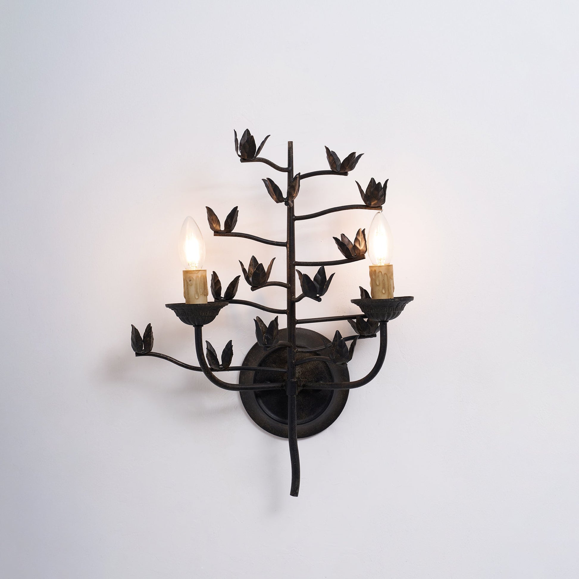 The complete silhouette of the Ferroarte Branch Wall Lamp.
