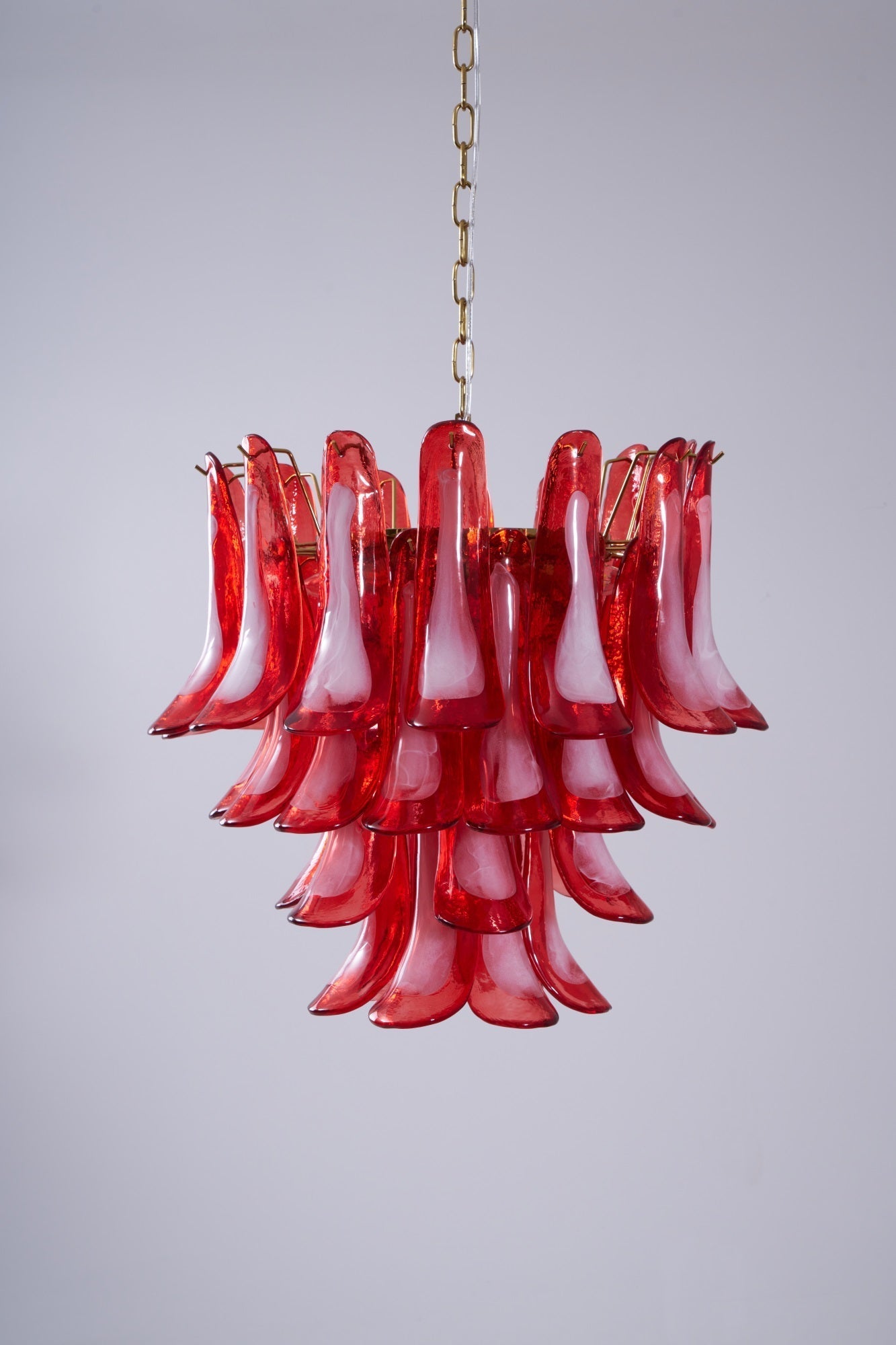Aurora Chandelier Red Petal Glass Layered Artistic-Neutral Decor