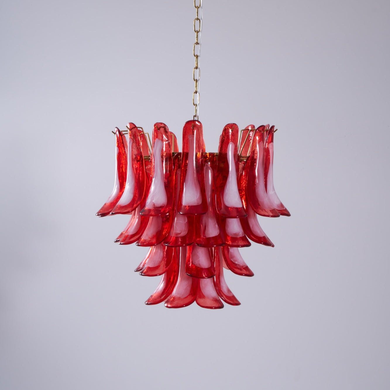 Aurora Chandelier Red Petal Glass Layered Artistic-Neutral Decor