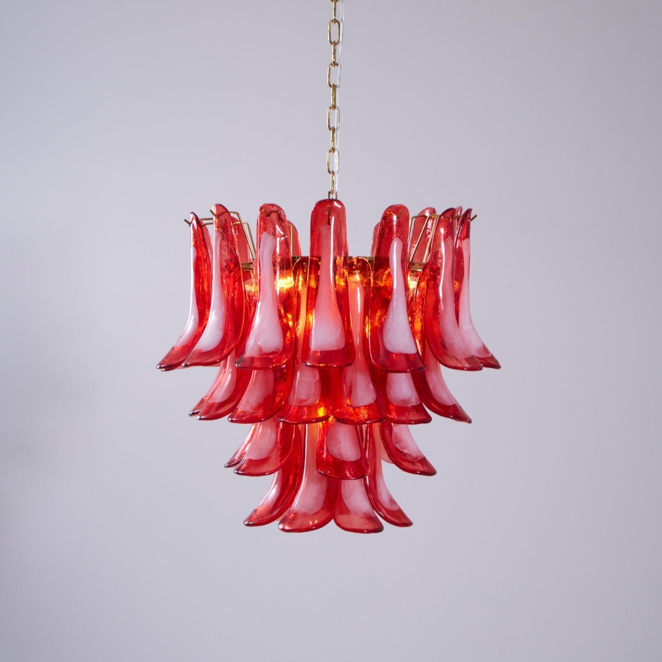 Aurora Chandelier Red Petal Glass Layered Artistic-Neutral Decor